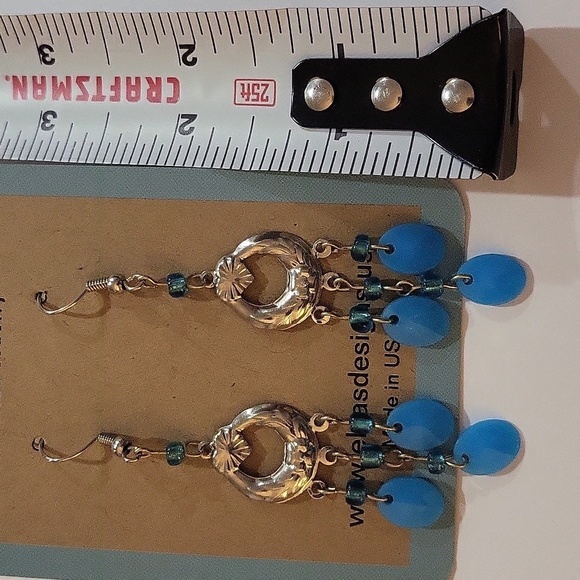 1969- Beads Handmade Women's Earrings Blue Color NWT - Picture 2 of 4